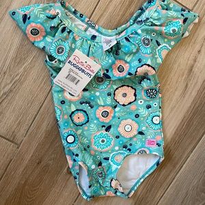 NWT RuffleButts Girl Island Dream Scallop One Piece- Toddler Size 2